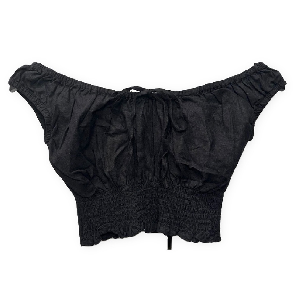 Women’s Black Linen Crop Top
